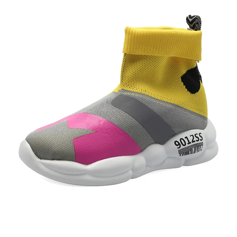 Spring Boots Shoes Woman Flats Sock Elastic Lightweight Shoes Casual Female Colorful Knit Sock Summer Mix Color Shoes