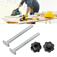 

2 Sets M8 T Screw And Plastic Knob Nut Slot M8x100mm T-Slider Bolt With Thumb Knob For Miter Track T-Track Clamp Screw Hand Tool