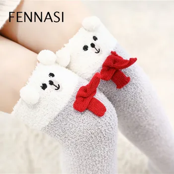 

FENNASI Sexy Warm Long Cotton Stocking Over Knee Stocking Women Winter Thigh High Striped Knitted Stockings For Ladies Over