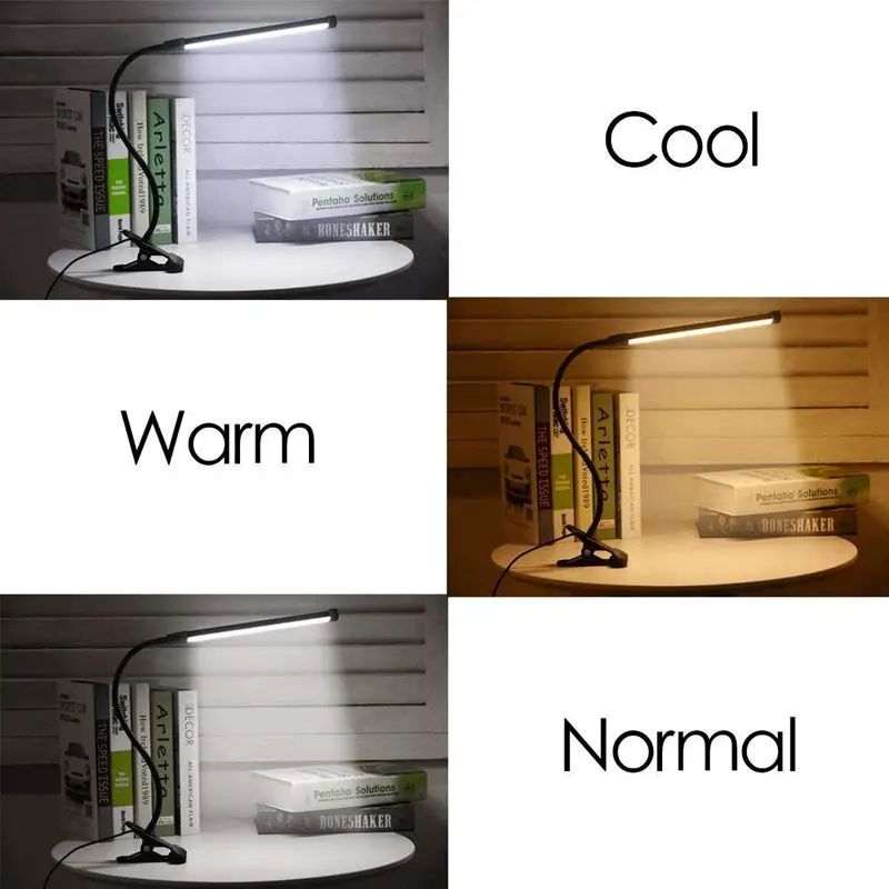  8W LED Clip on Lamp Desk Light with 3 Modes 2M Cable Dimmer 10 Levels Clamp Table Lights - 4000128280019