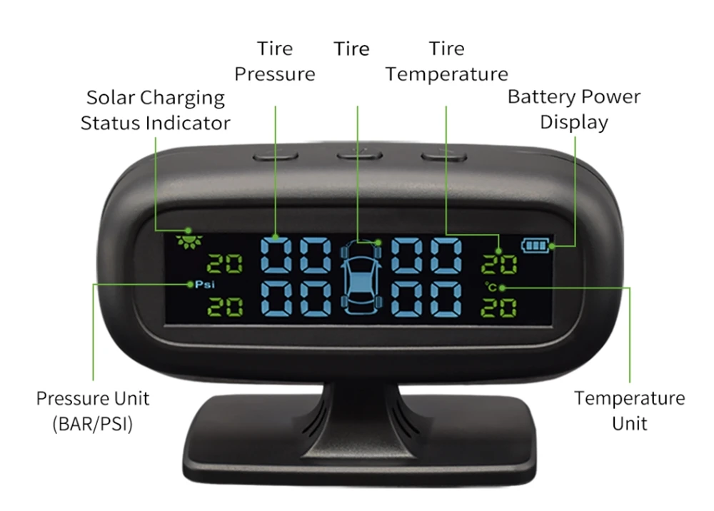 Солнечный TPMS автомобильный датчик давления в шинах, система контроля давления, дисплей, интеллектуальная Предупреждение, экономия топлива, с 4 датчиками tpms