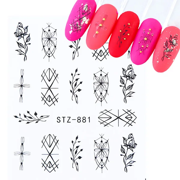1 шт стойкий увлажняющий водный цветок лотоса наклейка s для ногтей зимний стикер для ногтей Бабочка Лотос Дизайн ногтей маникюр LESTZ880-902 - Цвет: STZ-881