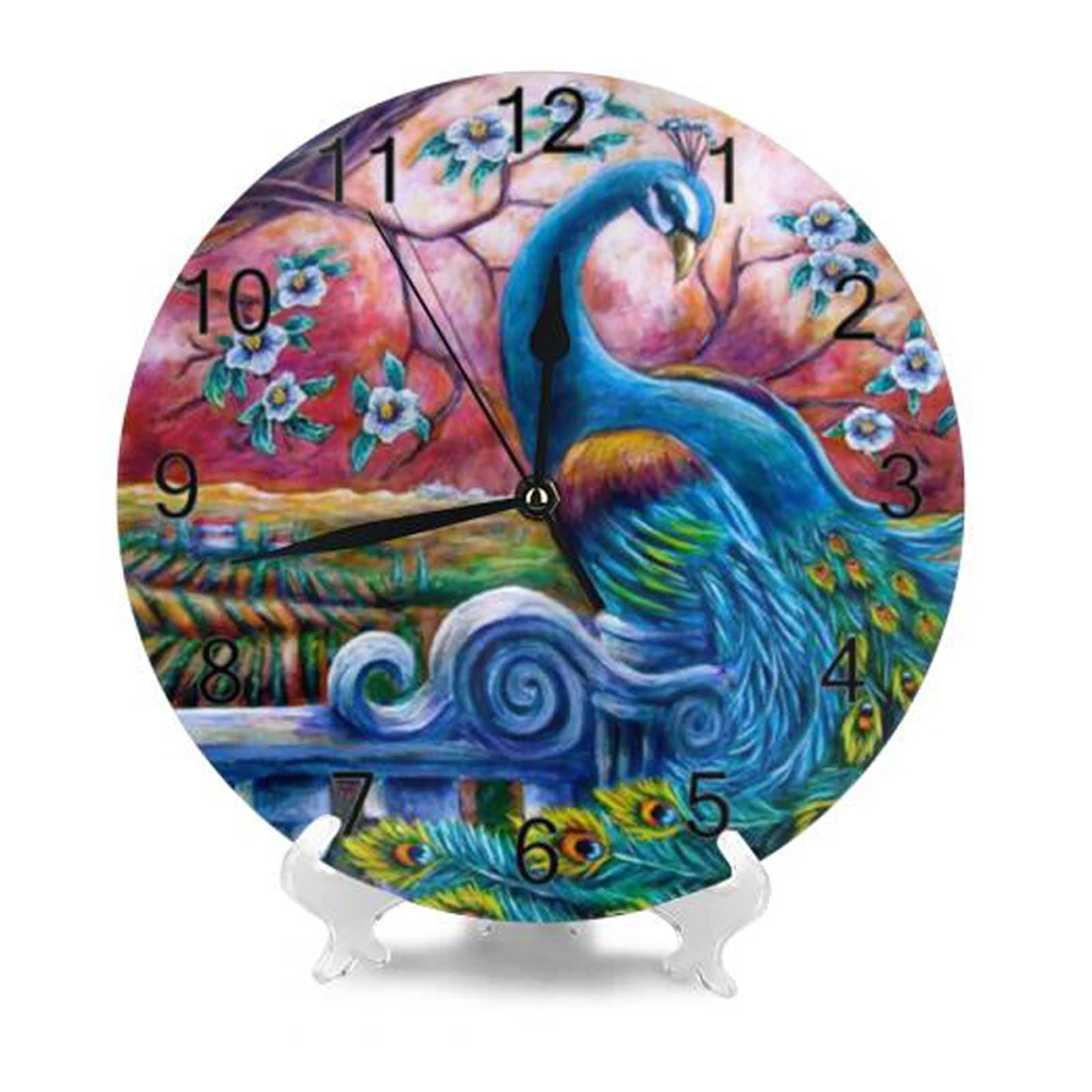 Butterflies Animal Round Wall-Clocks Decor Numeral Digital Dial Mute Silent Clocks Battery Operated for Bedroom | Дом и сад
