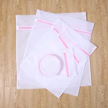 

Pink Zippered Mesh Laundry Wash Bags Polyester Laundry Bra Bags Lingerie Bra Underwear Washing Machine Clothes Protection Net