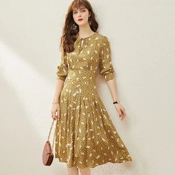 

Red Polka Dot Print Spring Long Sleeve Tunic French Dress Women Midi Dresses Elegant Designer Ladies Slim High Waist vestidos za