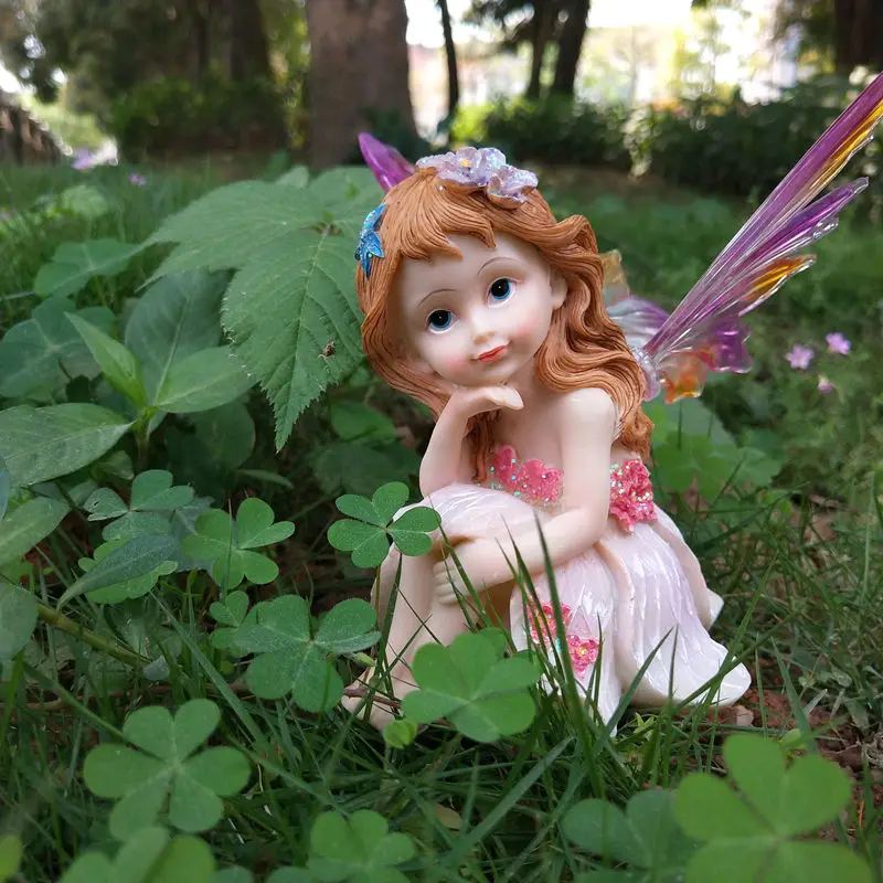 

American Cute Flower Fairy Resin Accessories Outdoor Garden Landscape Sculpture Crafts Courtyard Country Park Figurines Decor
