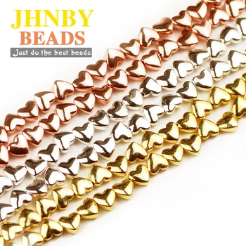 

JHNBY 6*5mm Rose Gold Silver Heart Shape Hematite Natural Stone Spacer loose Beads For Jewelry Making Diy Bracelets Accessories
