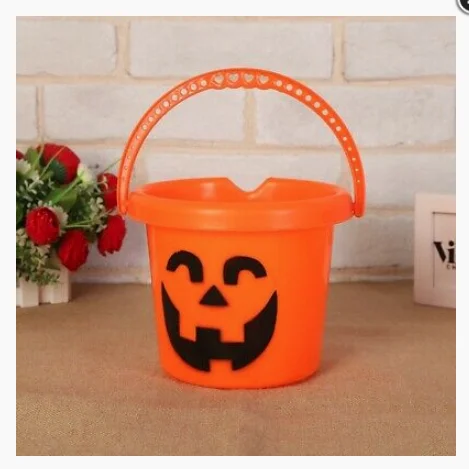 С лицом тыквы ведро с ручкой на Хэллоуин надписью Trick or treat конфеты держатель