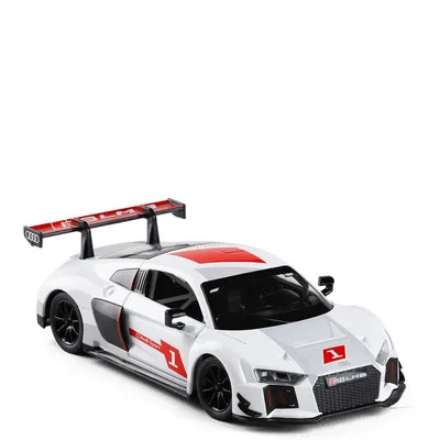 Изысканный подарок 1:24 R8 LMS сплав скользящая модель, литая модель звук и свет гоночной модели, расширенная коллекция - Color: White