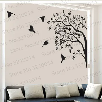 

Fashion Home Decor Wallpaper Bird And Big Tree Vinyl Living Room Decals DIY Design PW624