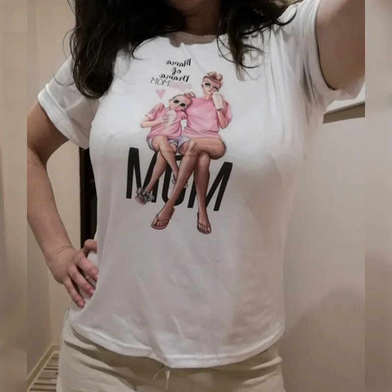 Летняя футболка для мамы Harajuku Kawaii Super Mom, Модная белая футболка Vogue, большие размеры, S-2XL, женская футболка для отдыха