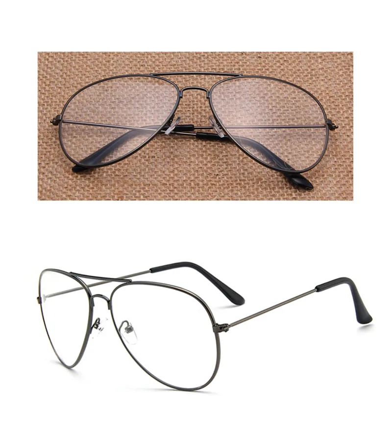 Прозрачные линзы женские очки мужские ретро пилот оптические очки в оправе очки металлические очки поддельные очки аксессуары mujer