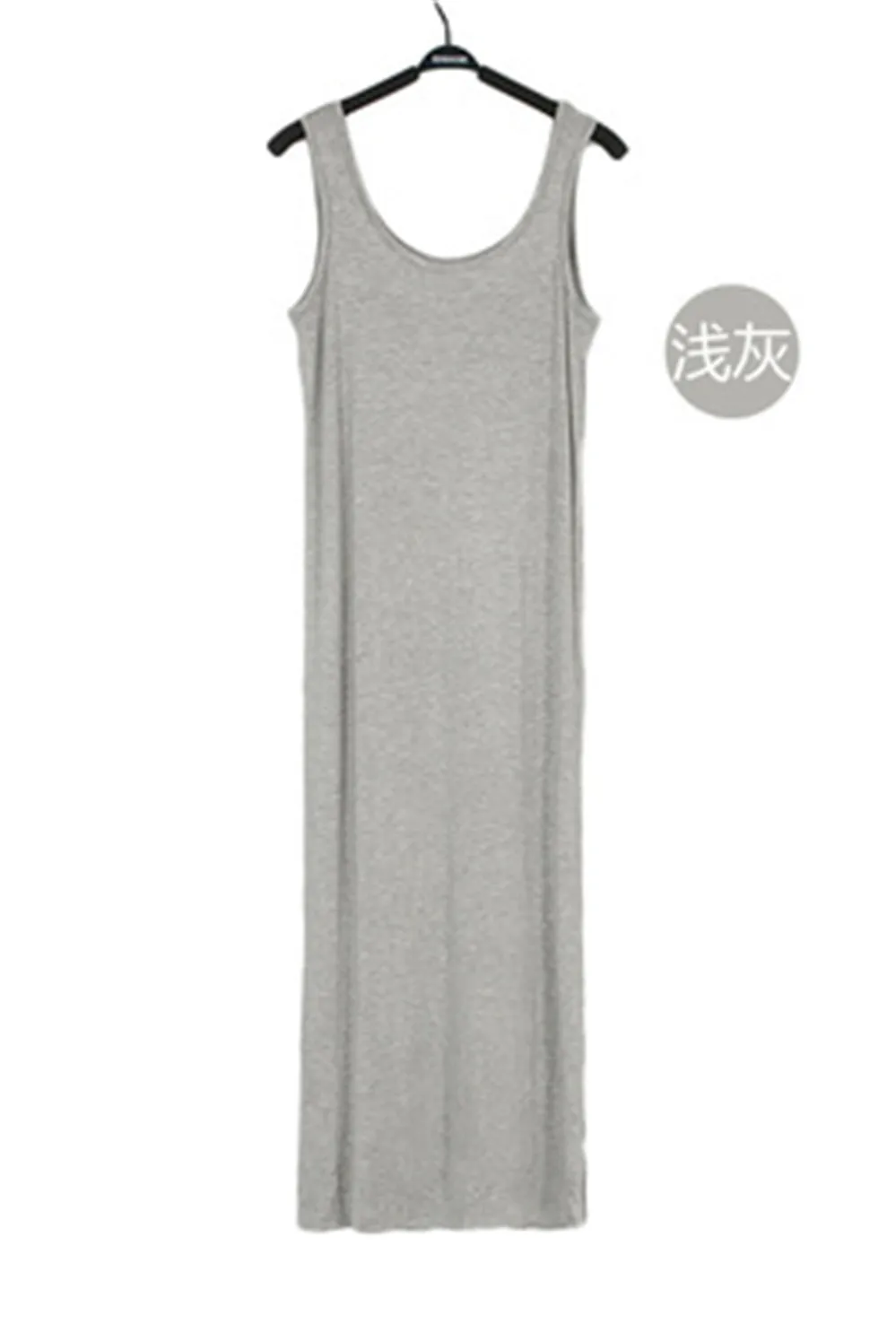 2021 Summer Maxi Dresses Women Ankle-Length Sleeveless Modal Long Gown Casual Black Gray Cotton Home Dress Clothes for Lady 5