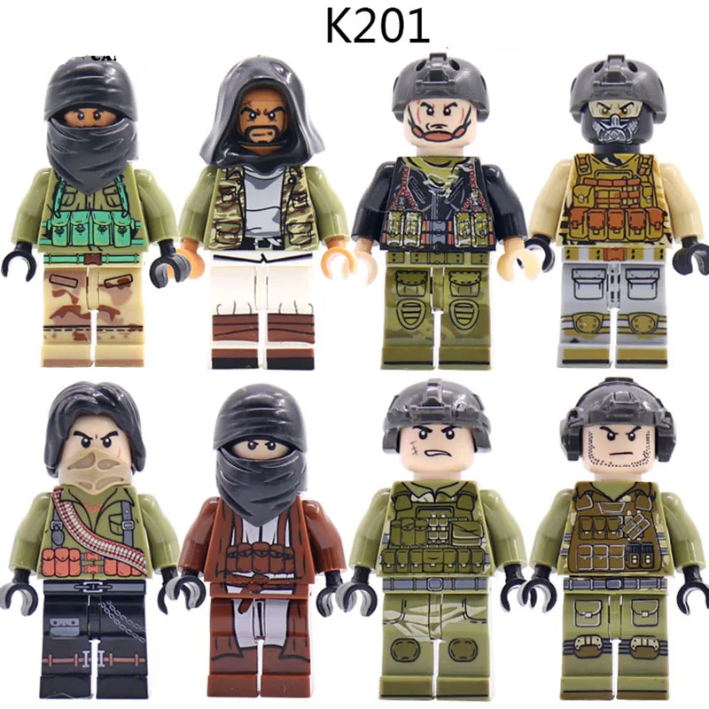 

8PCS LegoINGlys Military Swat Figures Soldier Minifigure WW2 Weapson Bricks Building Blocks Model Toys for Boys Children Gifts