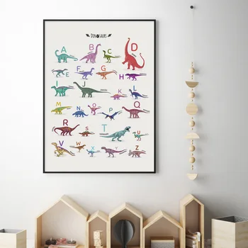 

Wall Art Home Decor HD Print Canvas Nordic Poster Dinosaur English Alphabet Animal Painting Frame Modern For Living Room Modular