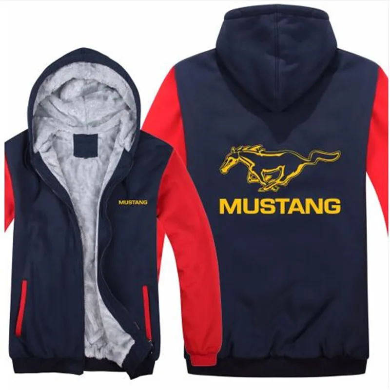 Толстовка с капюшоном Ford Mustang, зимняя мужская повседневная шерстяная флисовая куртка с подкладкой для мужчин Mustang, 50 лет, пуловер