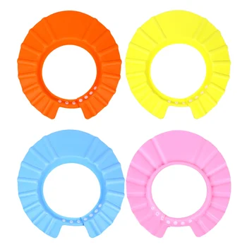 

4pcs EVA Bathing Caps Waterproof Adjustable Shower Shampoo Caps for Kids Children Toddlers (Pink Yellow Blue Orange)