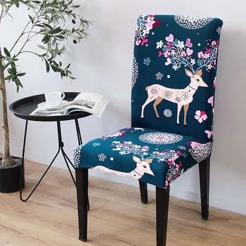

1/4/6 Pcs Spandex Printed Chair Cover Christmas Wedding Banquet Dining Room Stretch Slipcovers for Furniture decor Chair Covers