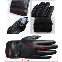 2021  Men's Gloves Black Winter Mittens Keep Warm Touch Screen Windproof Driving Guantes Male Autumn Winter PU Leather Gloves