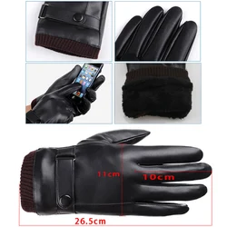 2021  Men's Gloves Black Winter Mittens Keep Warm Touch Screen Windproof Driving Guantes Male Autumn Winter PU Leather Gloves