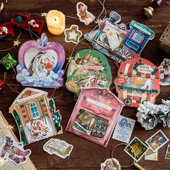 

Vintage stamp Merry Christmas series Journal Decorative Gold Stickers Scrapbooking Stick Label Diary Stationery Album Stickers