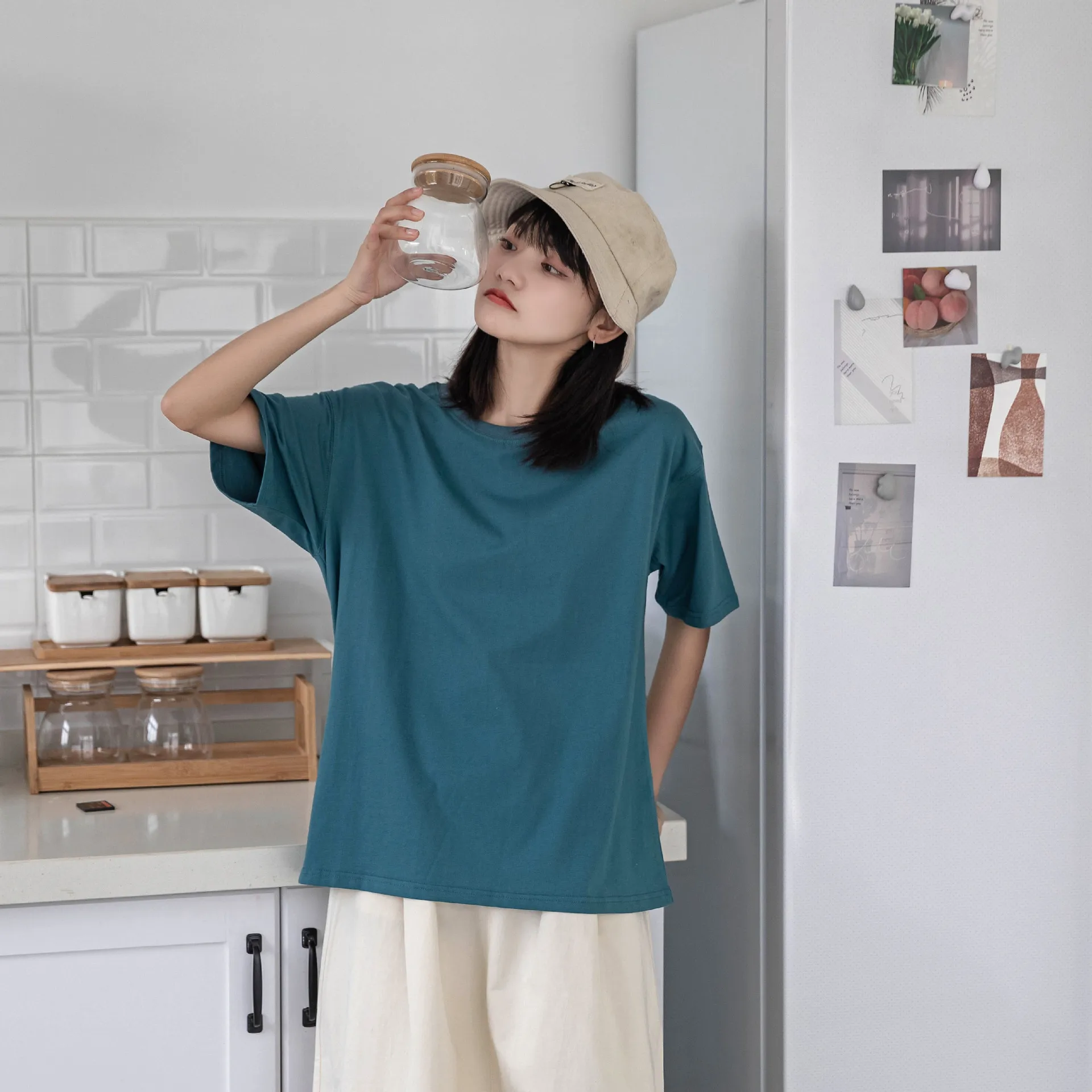 

Summer New Woman Tshirts Short Fashion Solid Pure Cotton Soft Comfortable Loose Base Graphic Tee Harajuku Kawaii Clothes Tops
