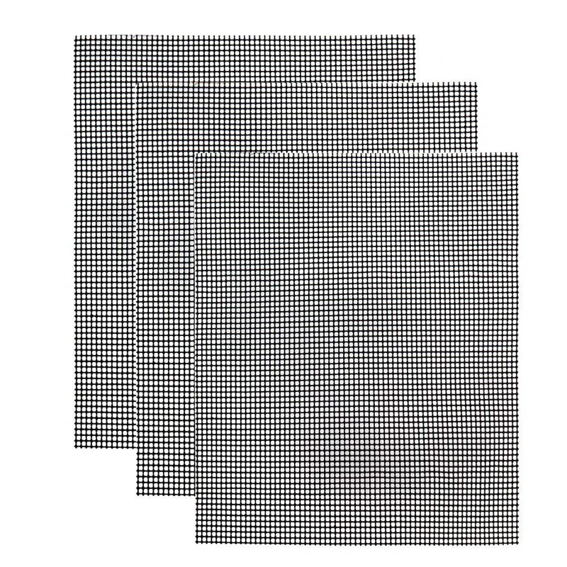 3Pcs BBQ Mesh Grill Mats Reusable Cooking Barbecue Topper Mesh Mat Non-stick BBQ Liner Grid Ma for Oven Charcoal Barbecue Tools