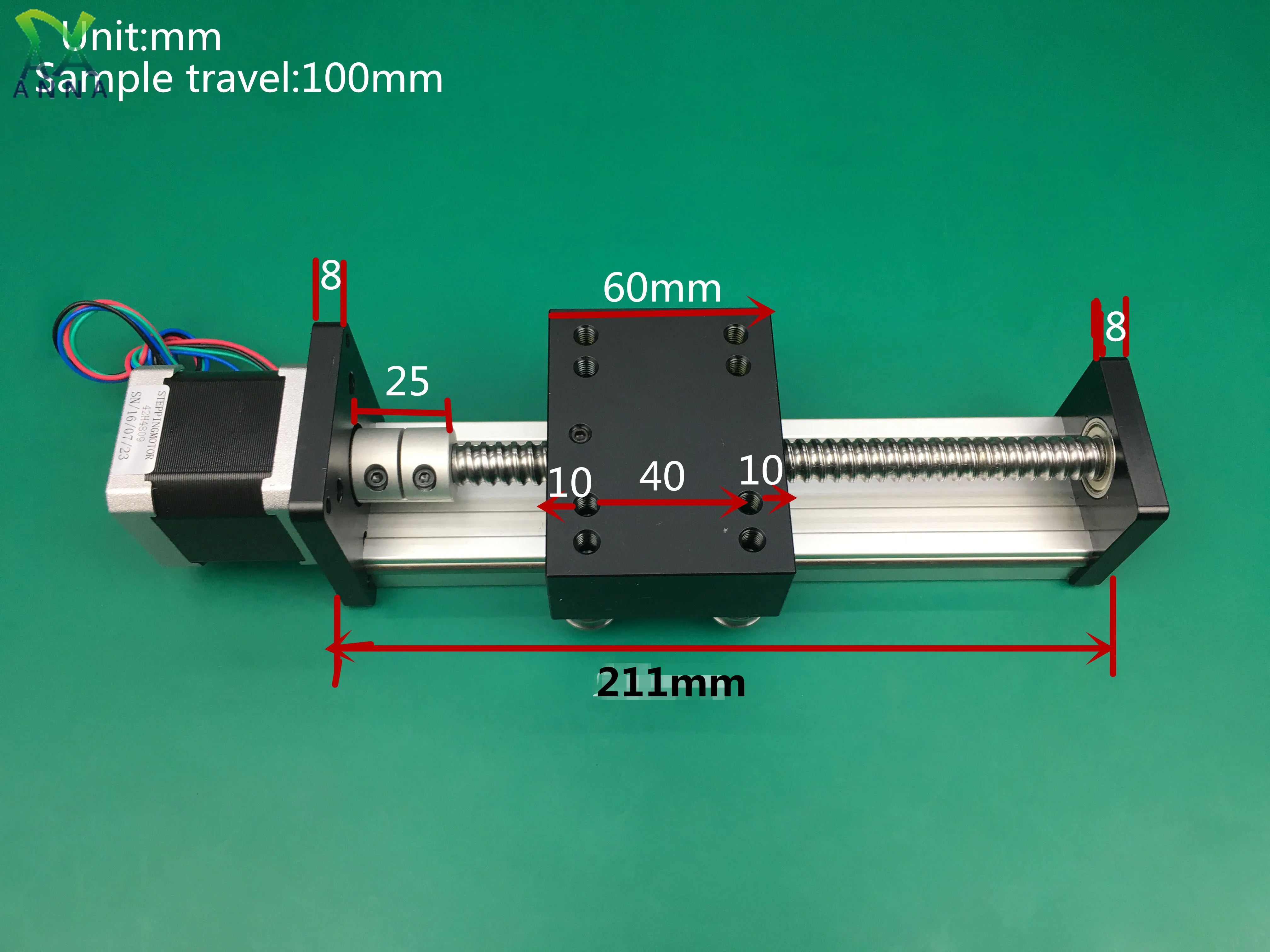 CNC Linear Guide Rail Slide Stage Actuator Ball Screw 600mm Stroke Nema 23 Motor 