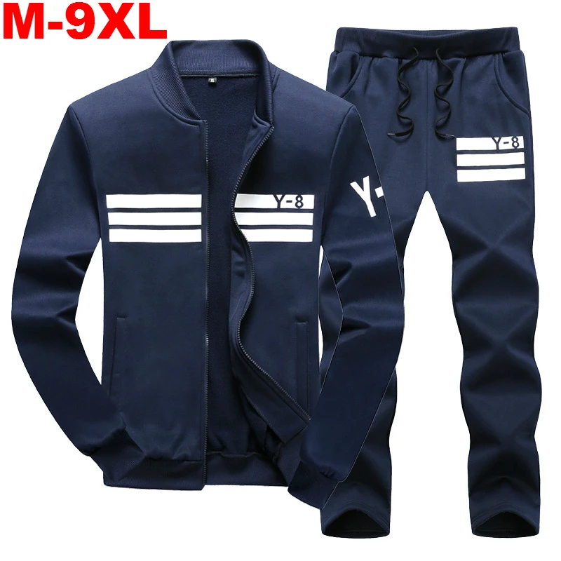 Casual Tracksuit Clothing-Sets Sportswear Pants Spring Mens Plus-Size 8XL 9XL 2PC 6XL