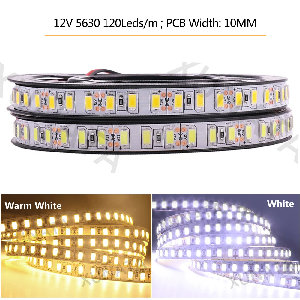 5M DC12V Светодиодная лента Лента SMD 5054 2835 5630 120Leds / m Водонепроницаемая светодиодная лента Гибкая светодиодная лента Светодиодные ленты Светодиодные лампы