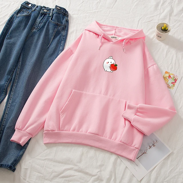 Harajuku Rabbit Strawberry Pink Sweatshirt: A Kawaii Winter Hoodie