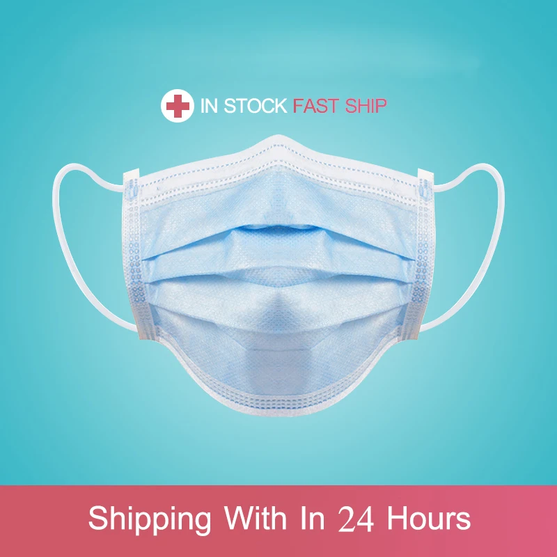 

50pcs Disposable Mouth Face Mask Anti-Dust 3 Layer Protect Masks Anti Flu PM2.5 Breathable Masks Face Care Elastic Earloop