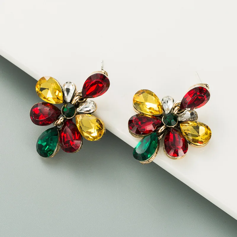 Elegant Fuchsia Crystals Zircons Long Drop Women Earrings Flowers Dangle Earrings Jewelry for Bridal Wedding Earrings Bijoux