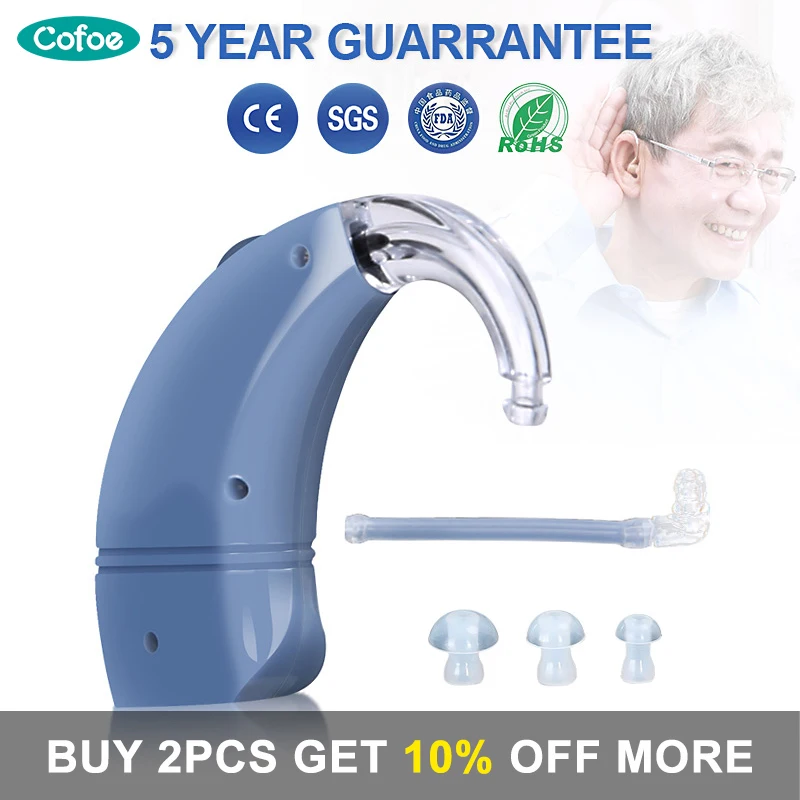 Baratos Cofoe audífono Digital BTE dispositivo de ayuda auditiva recargable amplificador de sonido audífonos inalámbricos para personas mayores