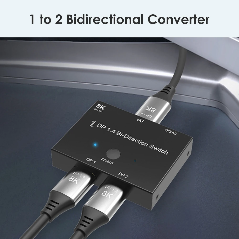 Displayport divisor dp1.4 portas de comutação bi-direção 1x2 / 2x1 switcher displayport ultra hd 8k @ 30hz 4k @ 120hz para ps4 xbox hdtv