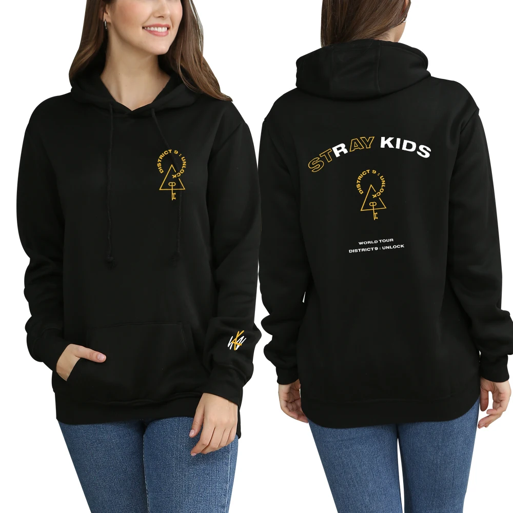 

2020 KPOP Stray Kids Concert District 9 Unlock Same Paragraph Oversized Hoodie Sweatshirt Women's Hoodies Hooded Pullover Coat