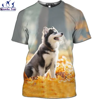 

Mamba Top Summer Kawaii Animal Dog Husky T-Shirt Nature Maple Leaf Casual Shirt Snow Mountain Beauty And The Beast Hip Hop Tops