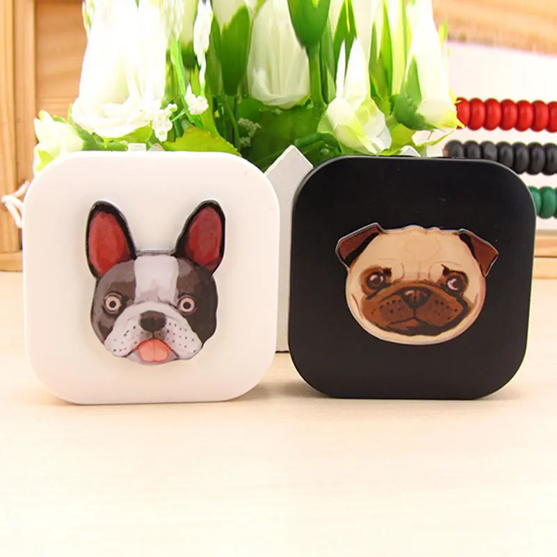 Портативный DIY акриловый чехол для контактных линз с милой собачкой кошкой и животными с зеркальными контактными линзами контейнер для объективов дорожный набор держатель