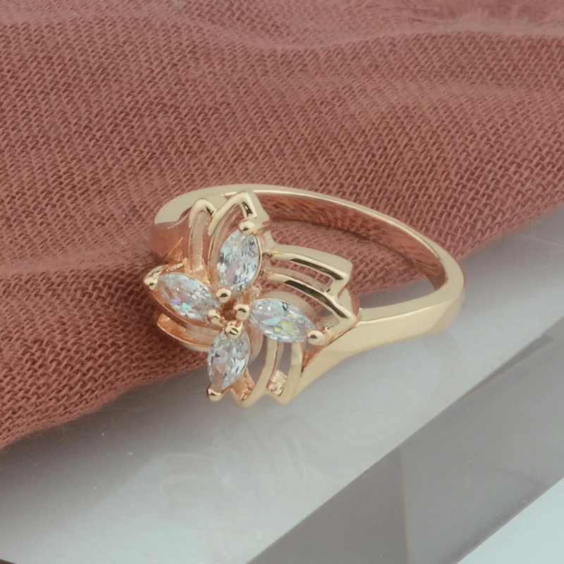 Женские обручальные кольца FJ геометрические цвета розового золота 585 пробы с