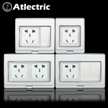 Atlectric IP55 универсальная розетка Водонепроницаемая Пыленепроницаемая наружная настенная розетка водонепроницаемая розетка выключатель погодостойкий розъем розетки,socket выключатель света,переключатель,кнопки