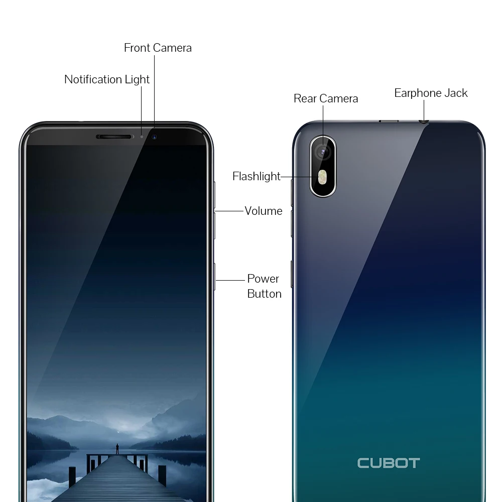 Cubot J5 5.5 Inch Android 9.0 18:9 Full Screen Smartphone 2GB 16GB MT6580 Quad-Core 2800mAh Face ID