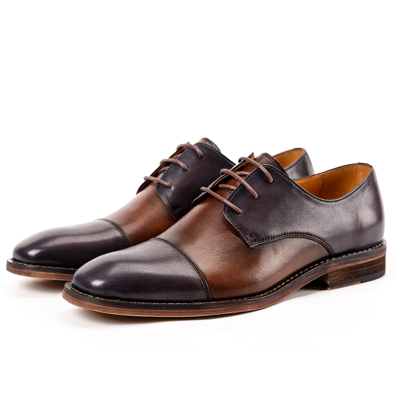 New Genuine leather handmade Men's Shoes Lace-up splicing Derby Shoes Men's business dress Shoes Bullock oxford male