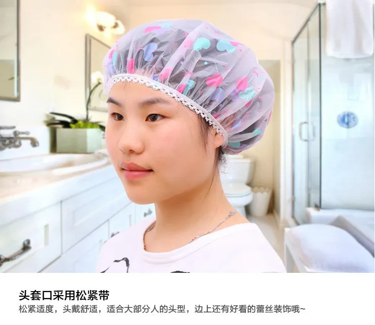 Dot Waterproof Shower Cap Thicken Elastic Bath Hat Bathing Cap for Women Hair Salon Bathroom Products 1pc Color Random