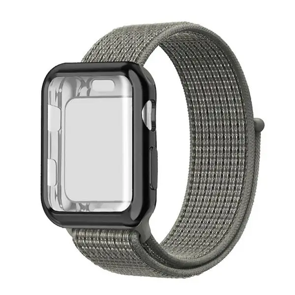 Ремешок для часов для apple Watch полосы спортивный бесшовный correa apple watch 4 3 наручных часов iwatch, ремешок 38 мм 42-44/40 мм нейлоновый браслет+ чехол для часов - Цвет ремешка: NEW Spruce Fog