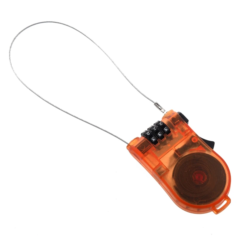 3 Feet Cable Lock Retractable Combination for Luggage Cycling- Orange