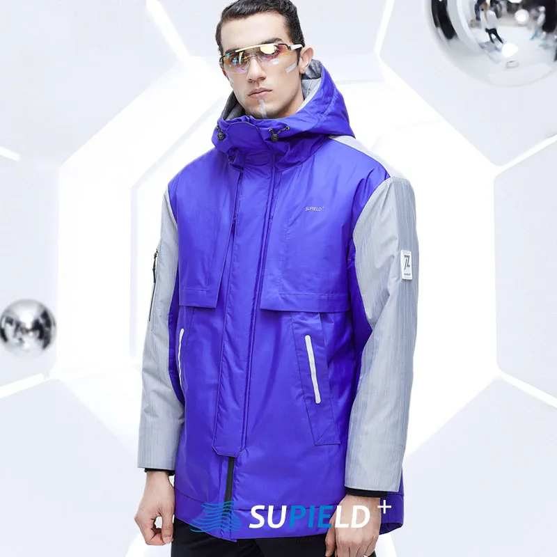 

SUPIELD Aerogel Men's Winter Warm Down Jacket Windproof Waterproof Hooded Light Space Suit Anti-cold Down Coat Parka Mid-length