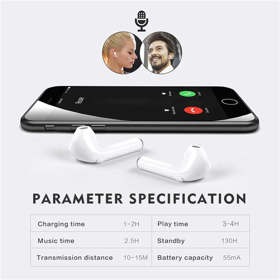 I7s TWS беспроводные наушники Bluetooth наушники мини вкладыши стерео наушники с зарядным устройством для iPhone Xiaomi huawei