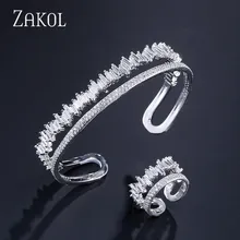ZAKOL, Новое поступление, набор ювелирных изделий круглой формы, изысканный микро-Браслет-манжета, браслет и кольцо, набор, бижутерия, FSSP376