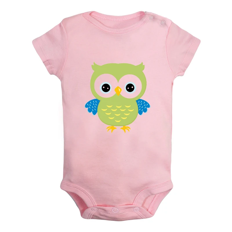 ieBaby2964P Забавная одежда с милым рисунком совы для новорожденных девочек и мальчиков, комбинезон с короткими рукавами, комбинезон, хлопок, рождественский подарок - Цвет: ieBaby2964P
