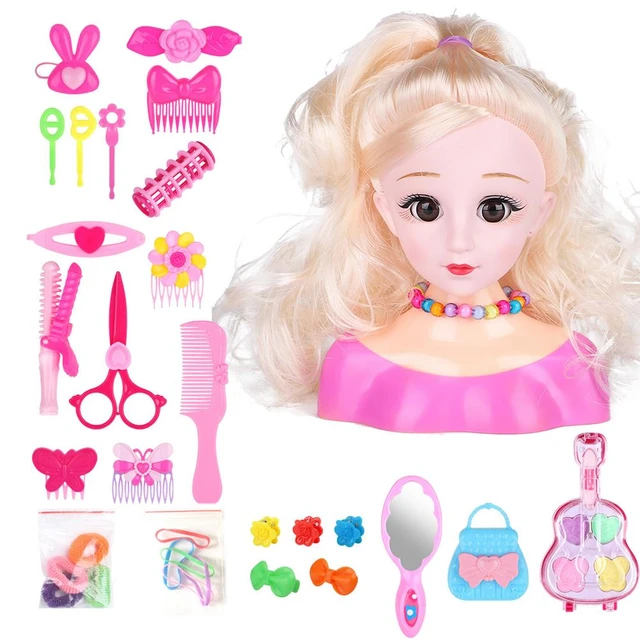 Doll Head For Hair Styling, Dolls Head Hair Styling Model For Kids, Makeup  Hairdressing Doll Styling Head Toy, Hair Accesories Playset For Girls, Doll  Styling Head Hairdress 